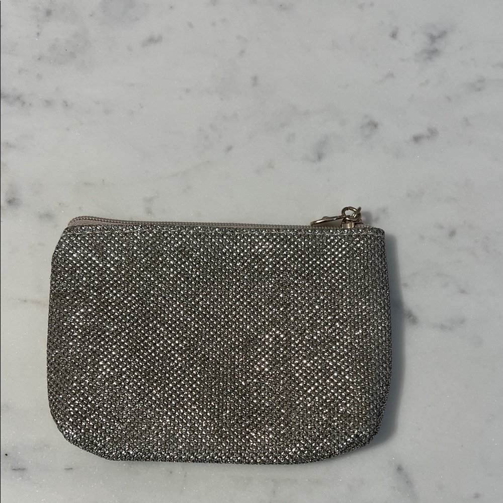 Lancome Silver Glitter Cosmetic Pouch